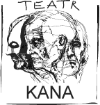 logo jednostki: szkic męskich głów, z napisem teatr kana